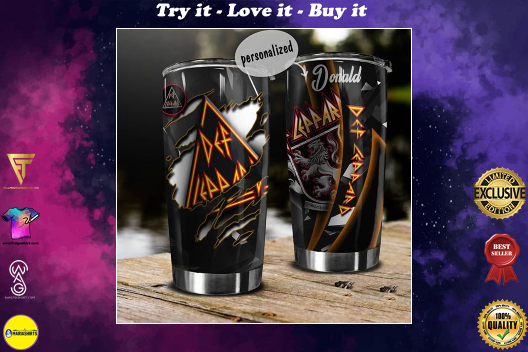 personalized name def leppard rock band tumbler