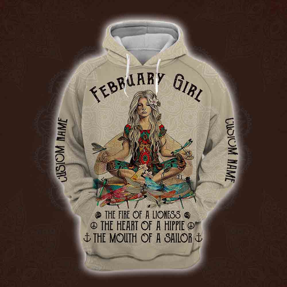 personalized name february yoga girl full printing shirt 3