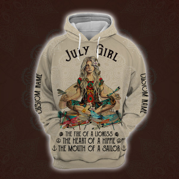 personalized name july yoga girl full printing shirt 3