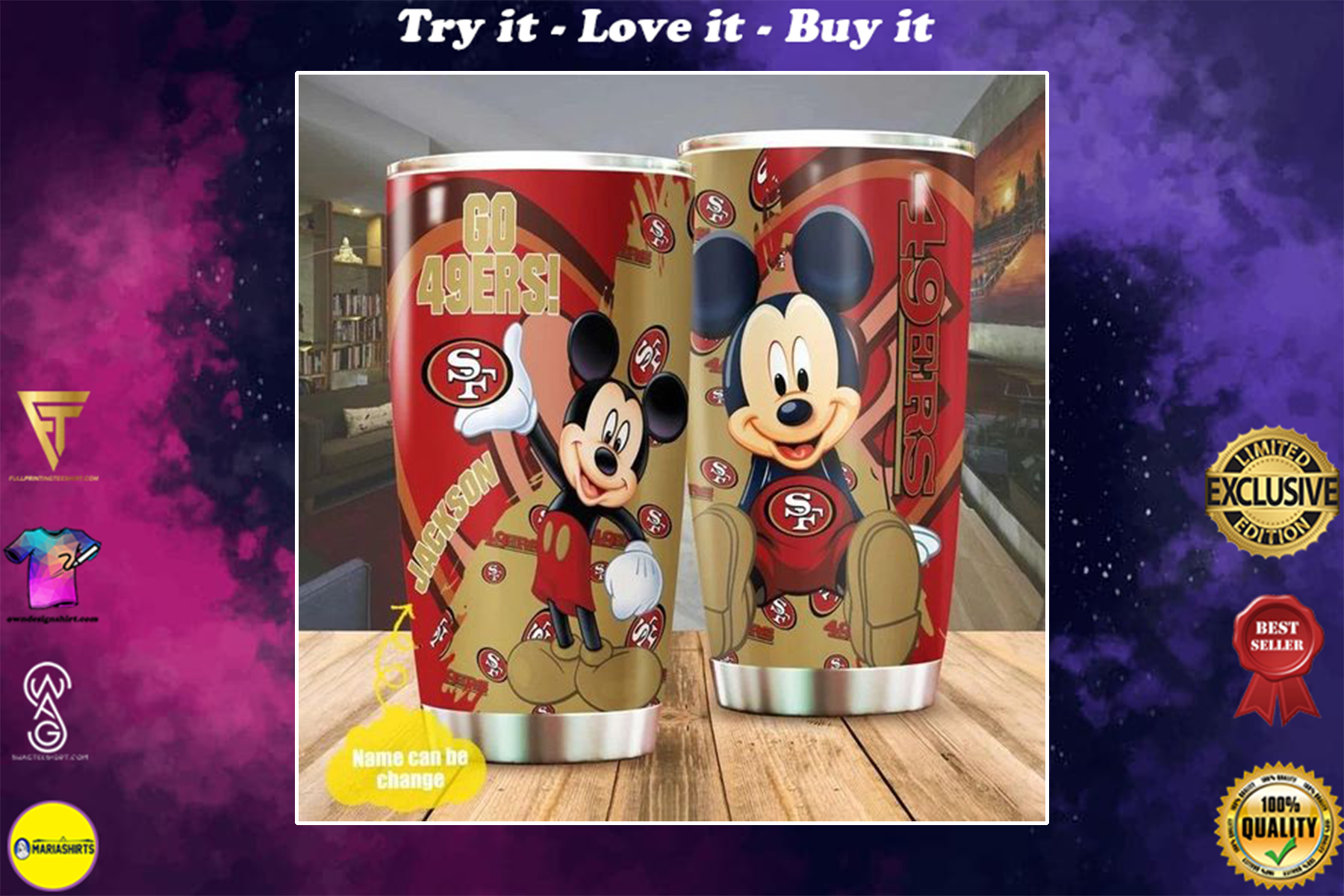 personalized name mickey mouse and san francisco 49ers tumbler