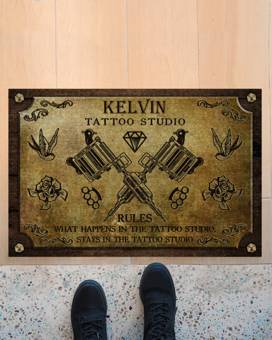 personalized tattoo studio rules full printing doormat 4