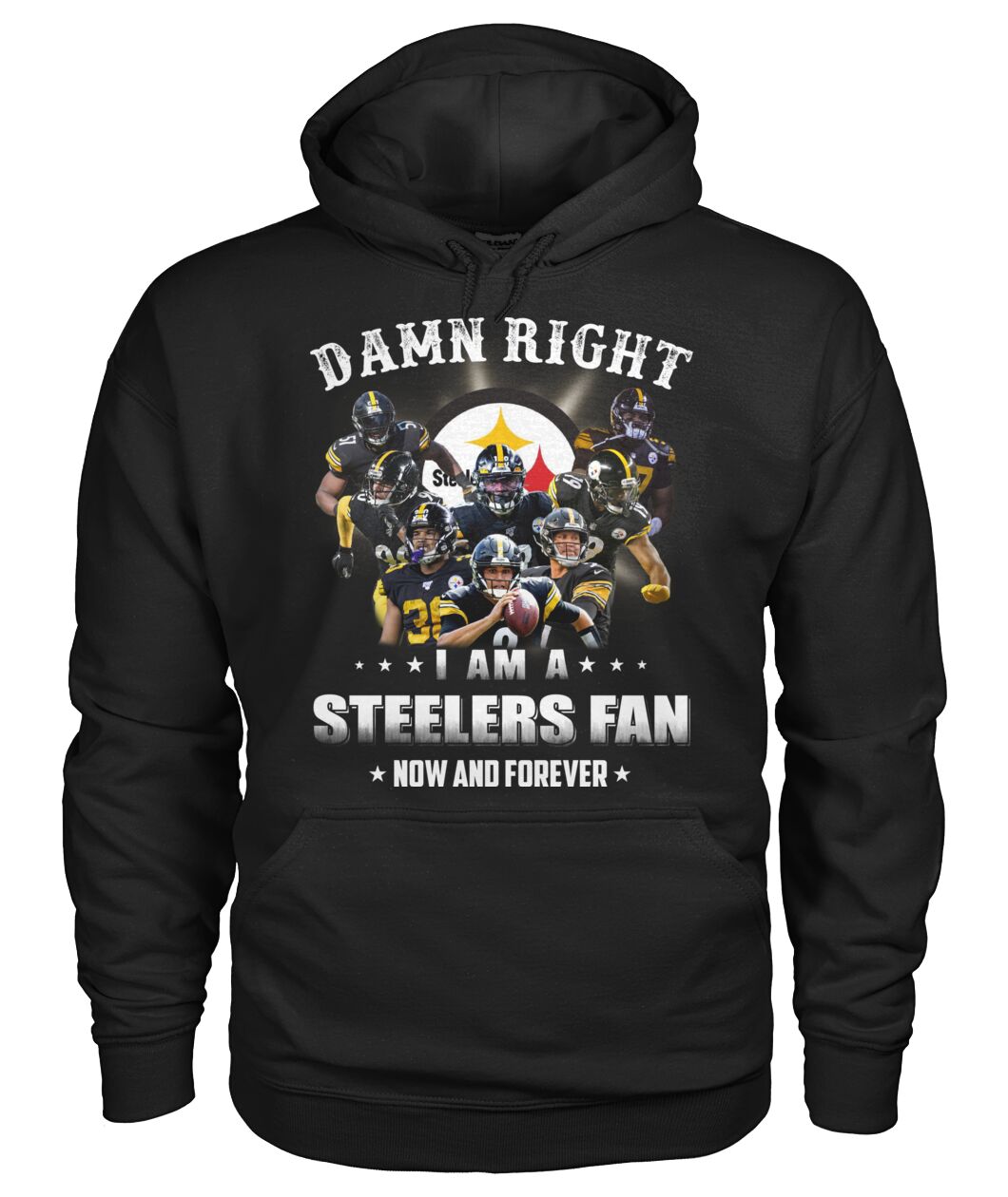 pittsburgh steelers damn right i am a steelers fan now and forever hoodie