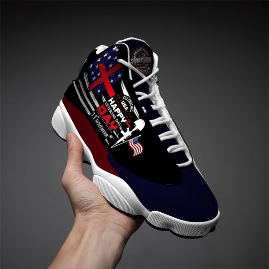 proud to be american veteran all over printed air jordan 13 sneakers 4