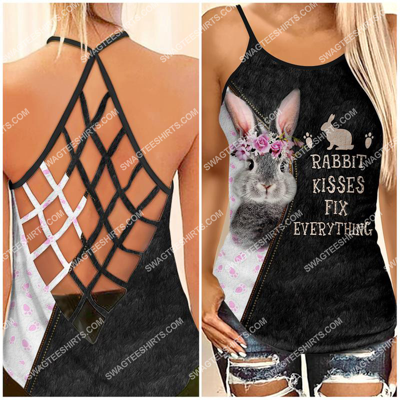 rabbit kisses fix everything all over printed strappy back tank top 1