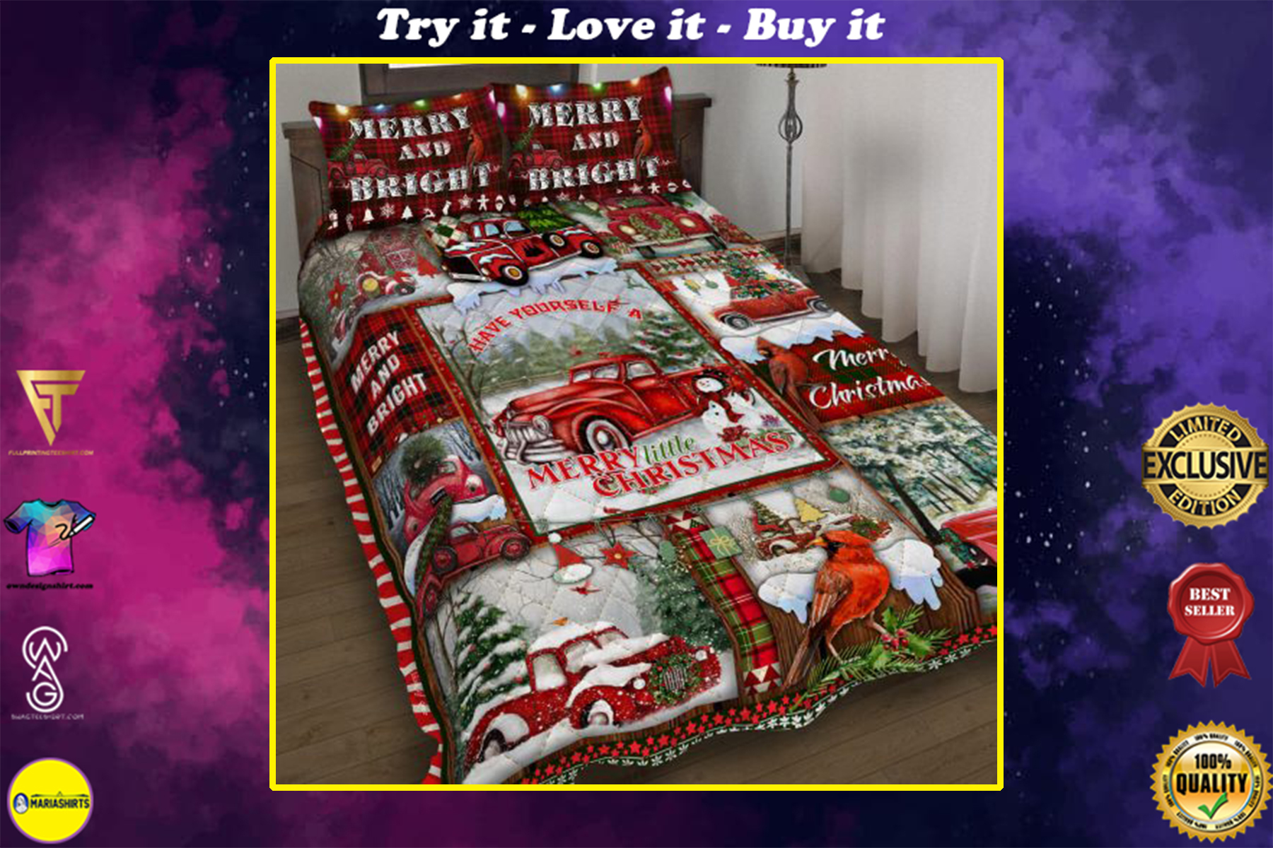 red truck have yourself a merry little christmas bedding set