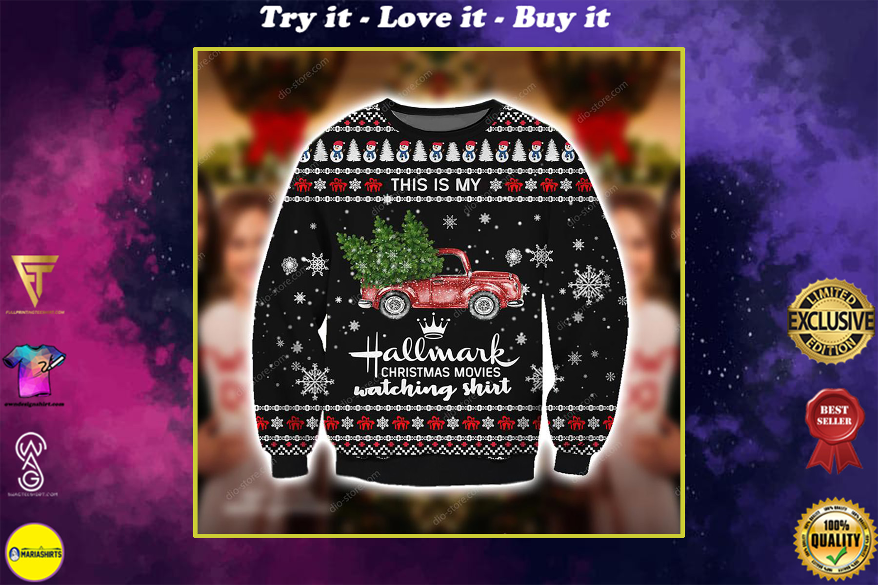 red truck this is my hallmark christmas movie watching ugly christmas sweater