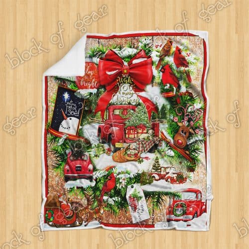 red truck we wish you a merry christmas blanket 3