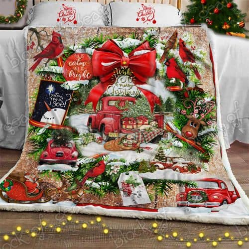 red truck we wish you a merry christmas blanket 5