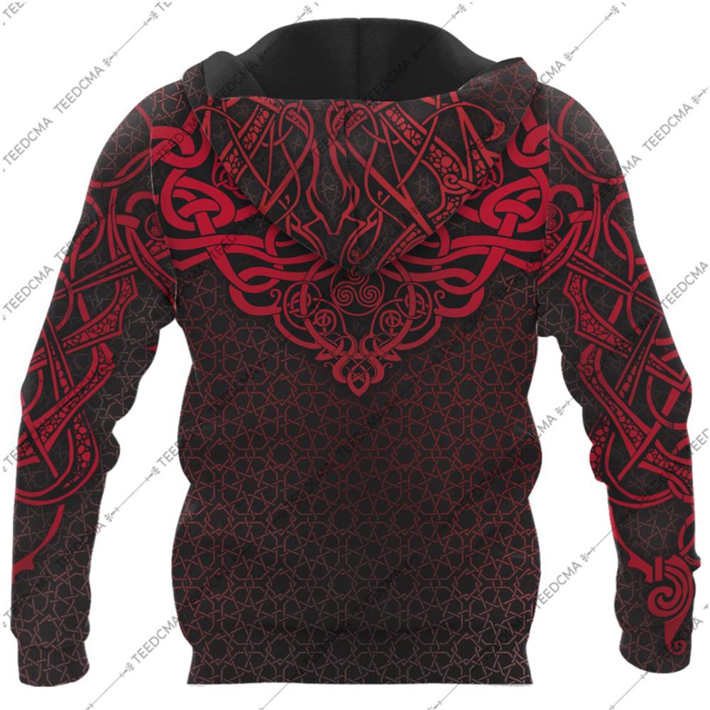 red viking freya all over printed hoodie - back