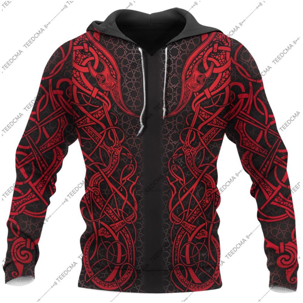 red viking freya all over printed hoodie
