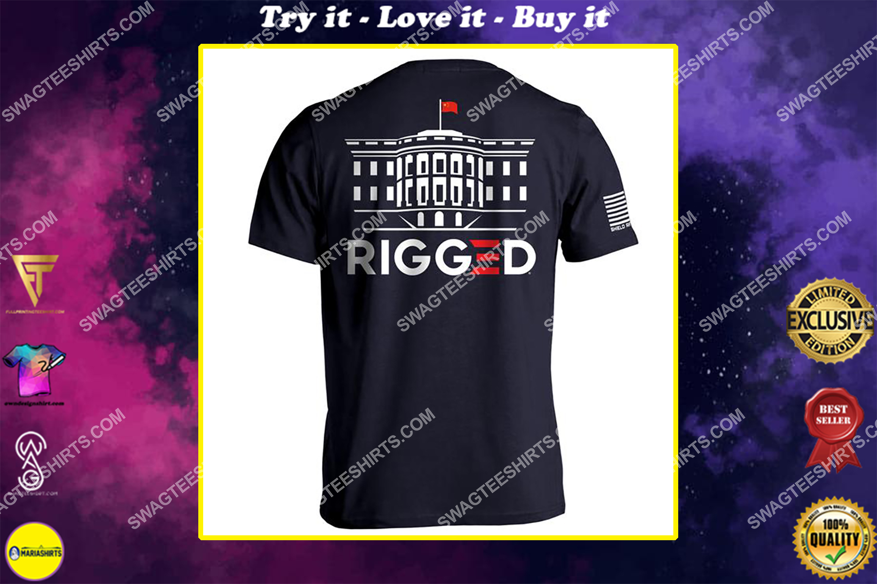 rigged donald trump political full print shirt