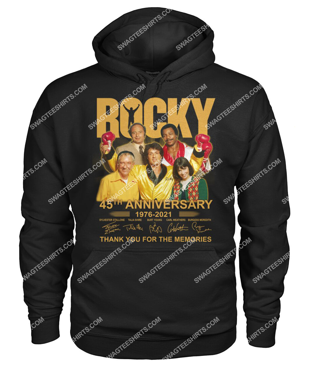 rocky 45th anniversary 1976 – 2021 signatures thank you for the memories hoodie 1