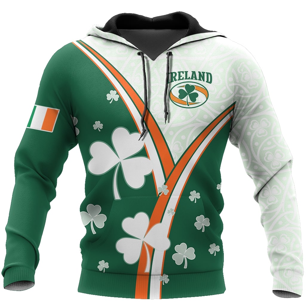 saint patricks day ireland flag full printing hoodie