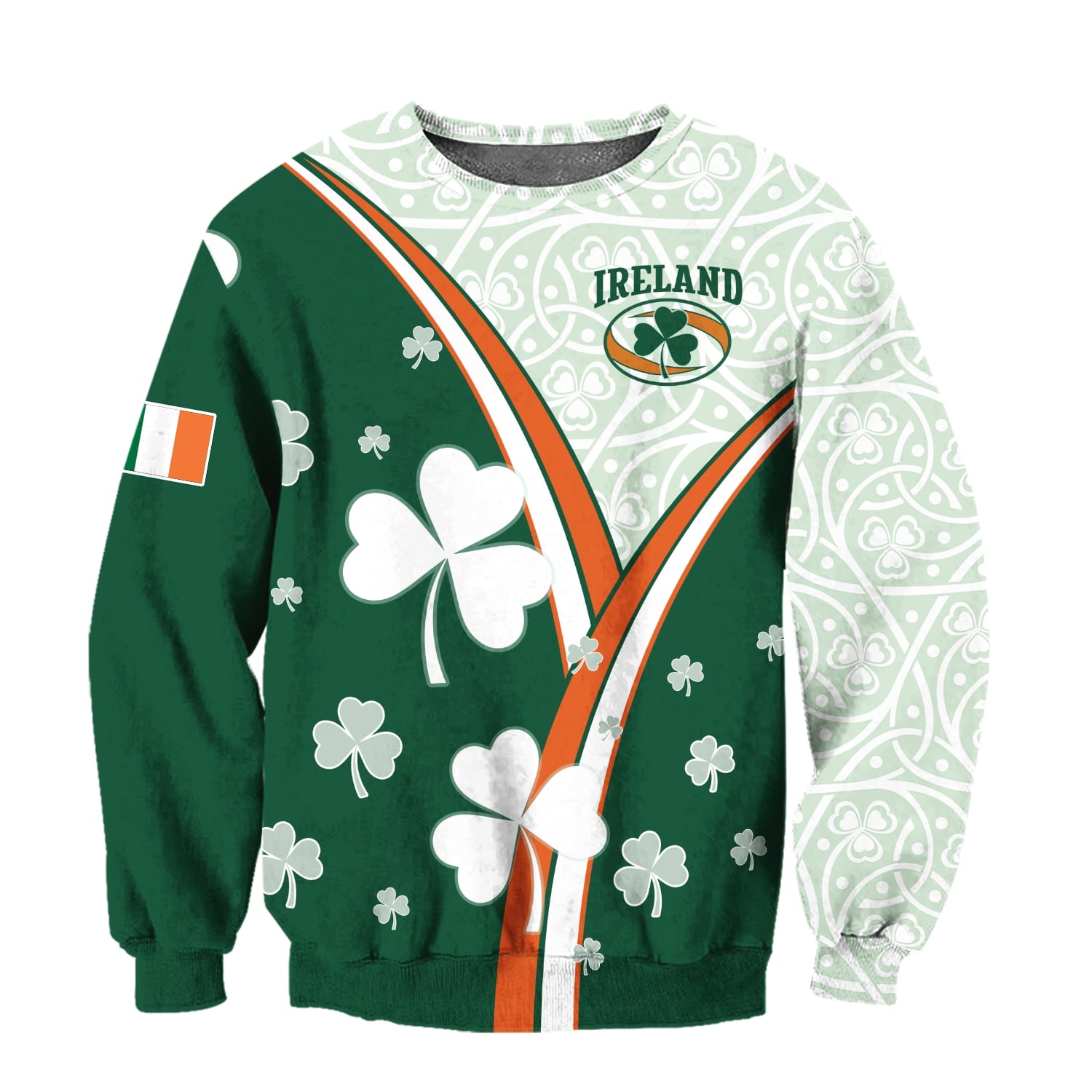 saint patricks day ireland flag full printing sweatshirt