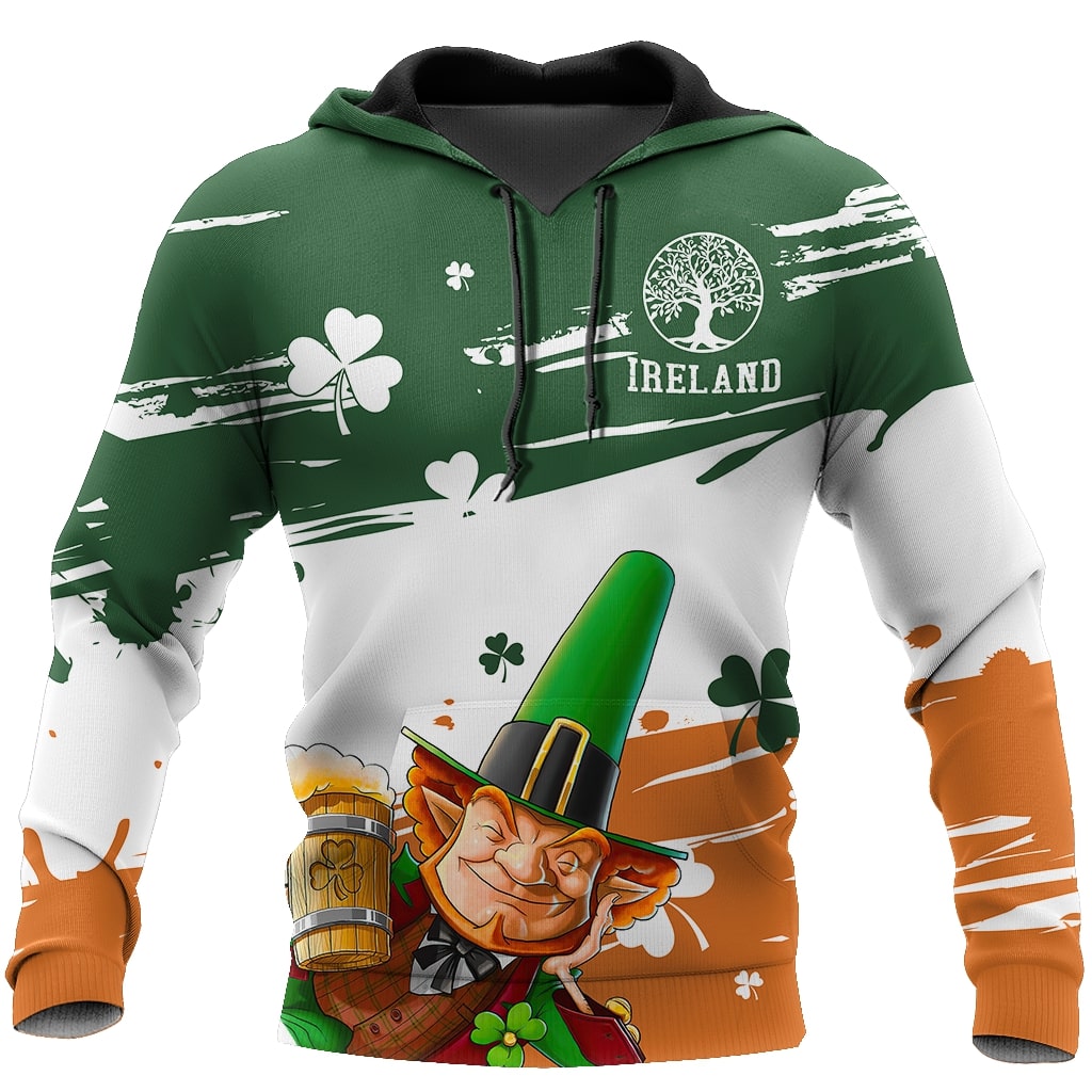 saint patricks day ireland leprechauns full printing hoodie