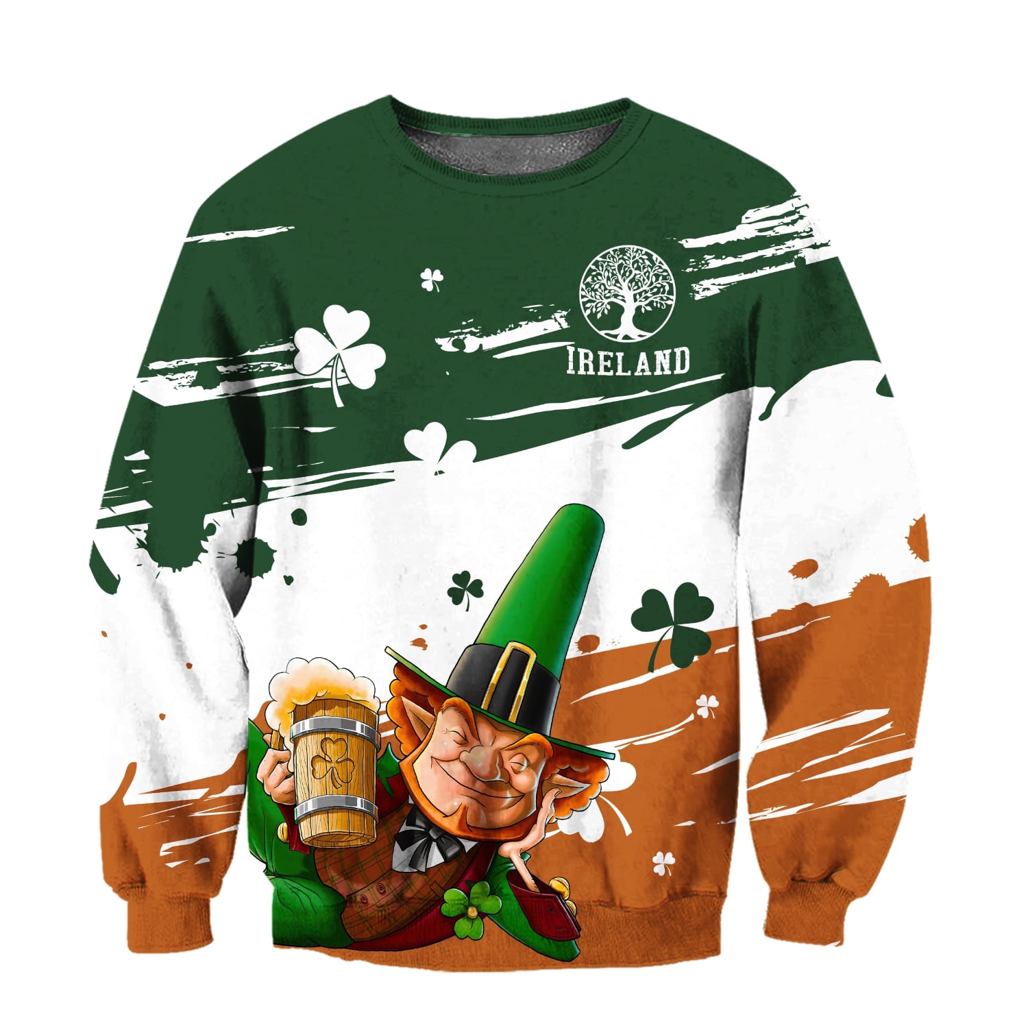 saint patricks day ireland leprechauns full printing sweatshirt