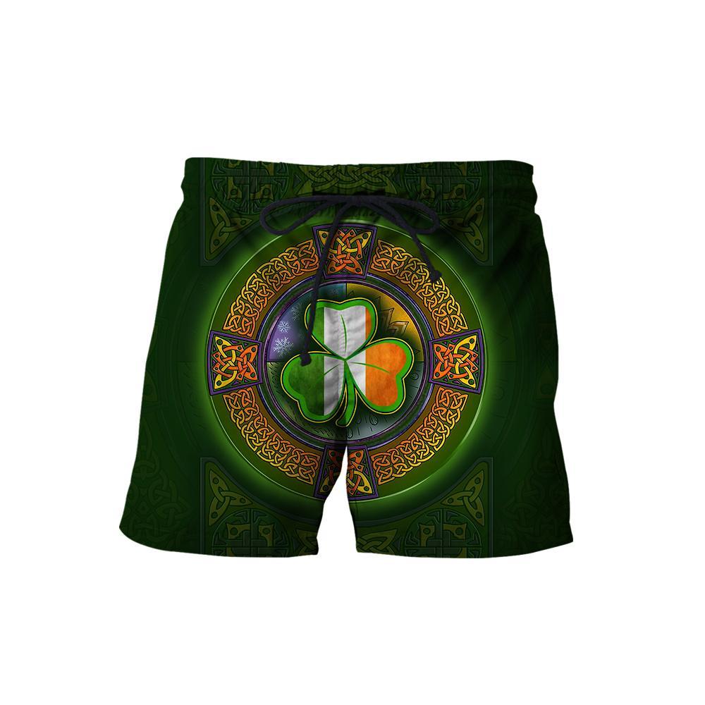 saint patricks day shamrock ireland flag all over printed shorts