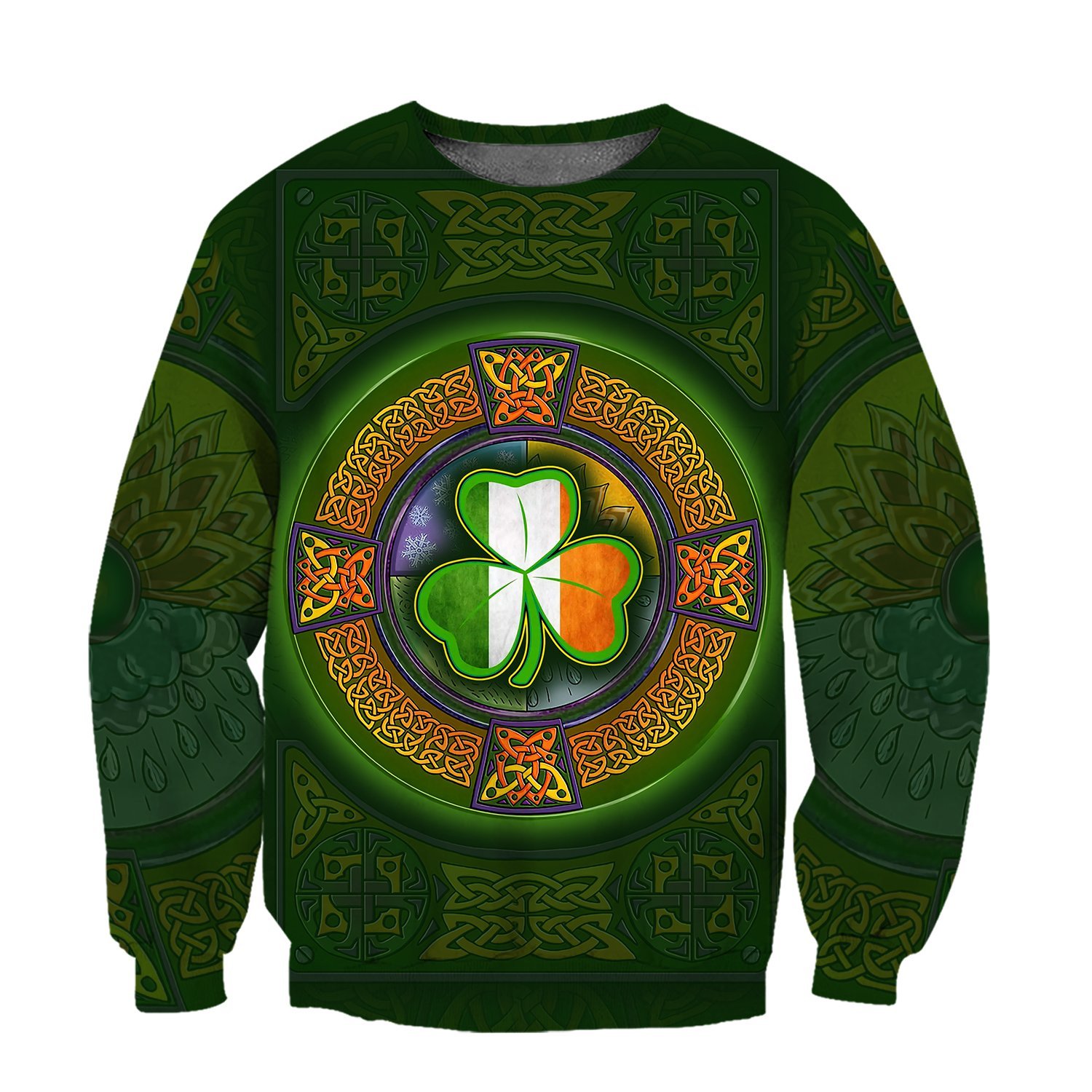 saint patricks day shamrock ireland flag all over printed sweatshirt