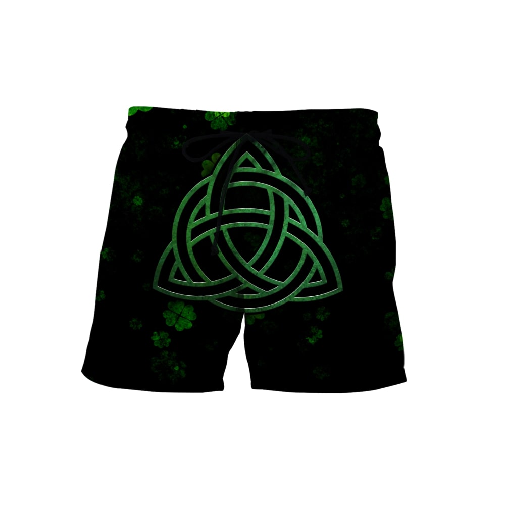 saint patricks day shamrock symbol all over printed shorts