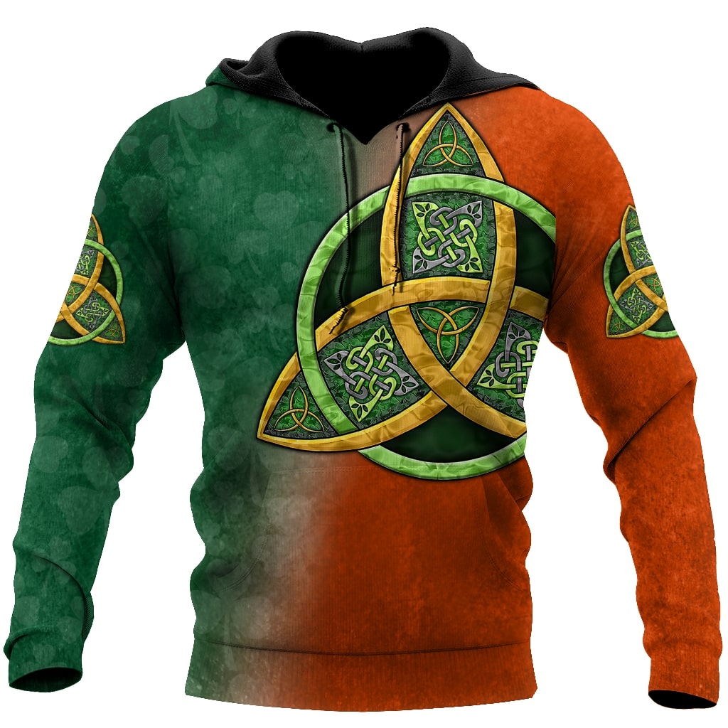 saint patricks day the celtic cross flag of Ireland full printing hoodie