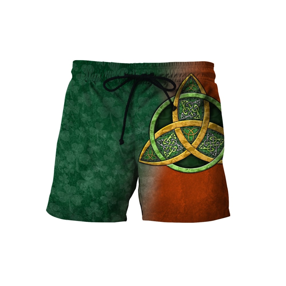 saint patricks day the celtic cross flag of Ireland full printing shorts