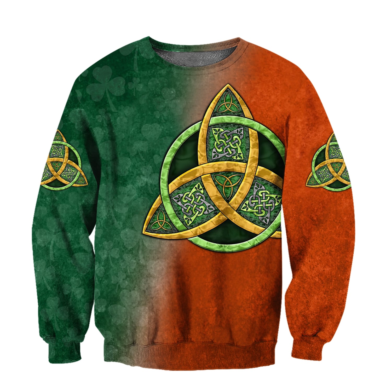 saint patricks day the celtic cross flag of Ireland full printing sweatshirt