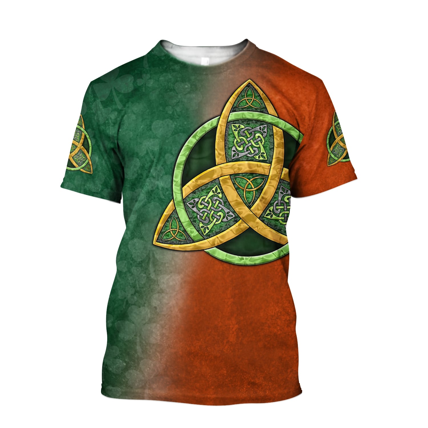saint patricks day the celtic cross flag of Ireland full printing tshirt