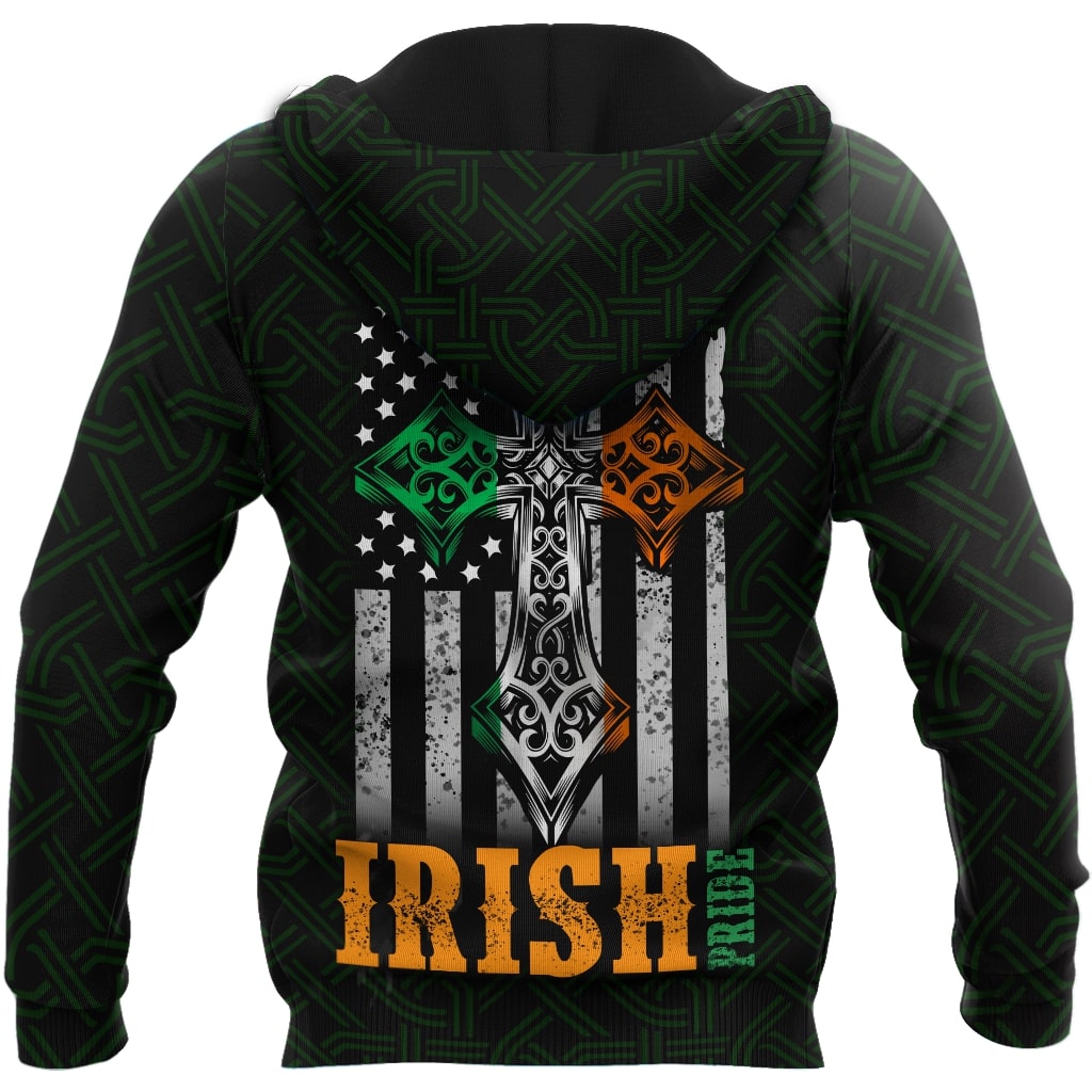 saint patricks day the celtic cross irish pride all over printed hoodie - back