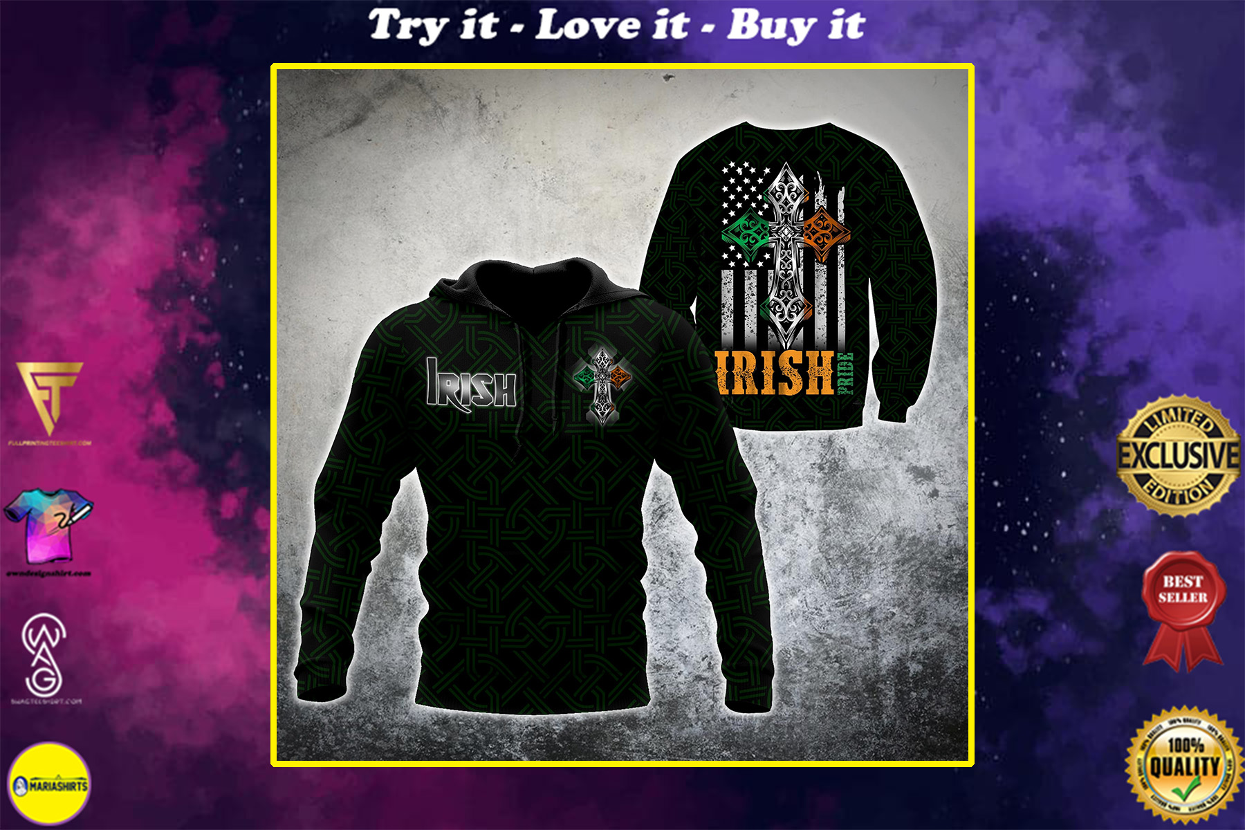 saint patricks day the celtic cross irish pride all over printed shirt