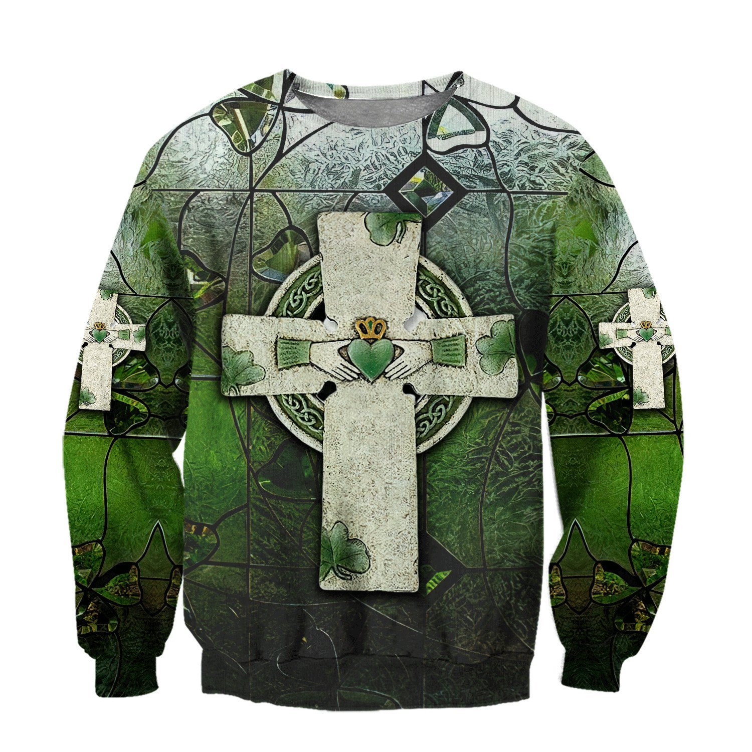 saint patricks day the celtic cross vintage full printing sweatshirt