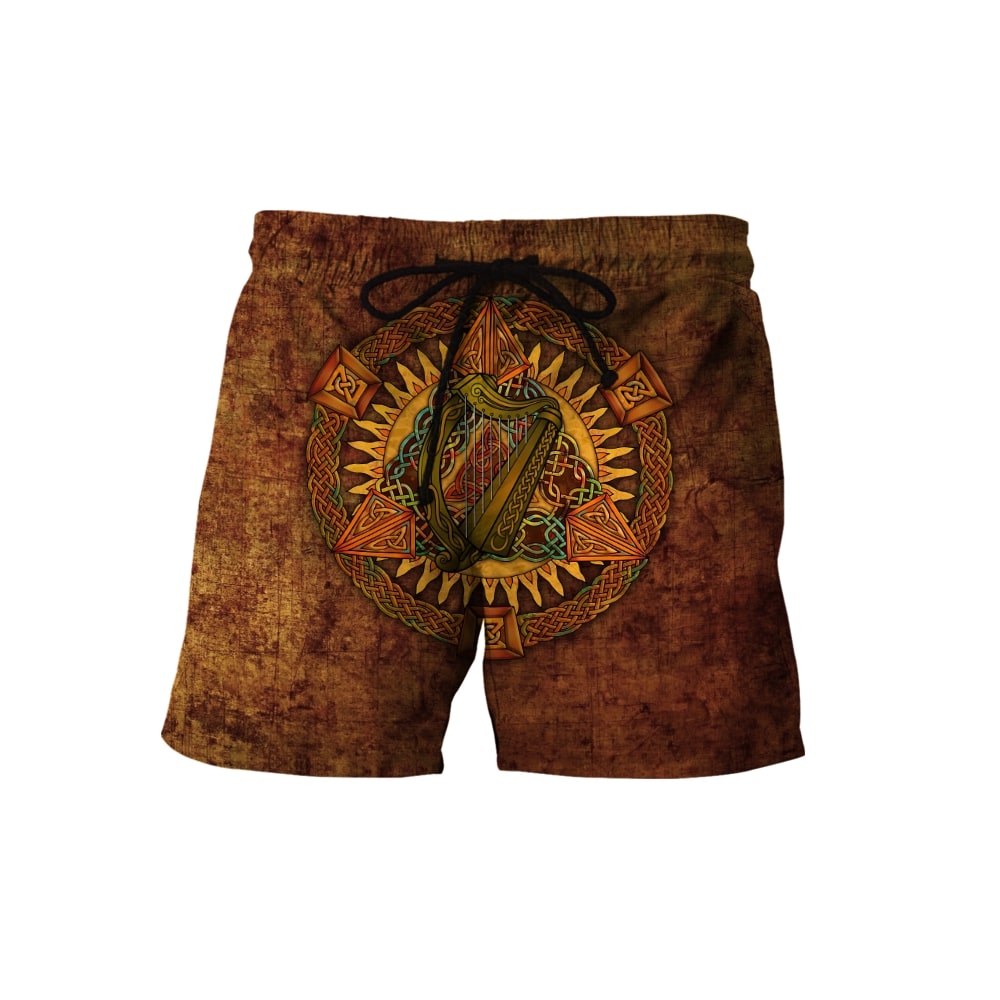 saint patricks day the harp vintage all over printed shorts