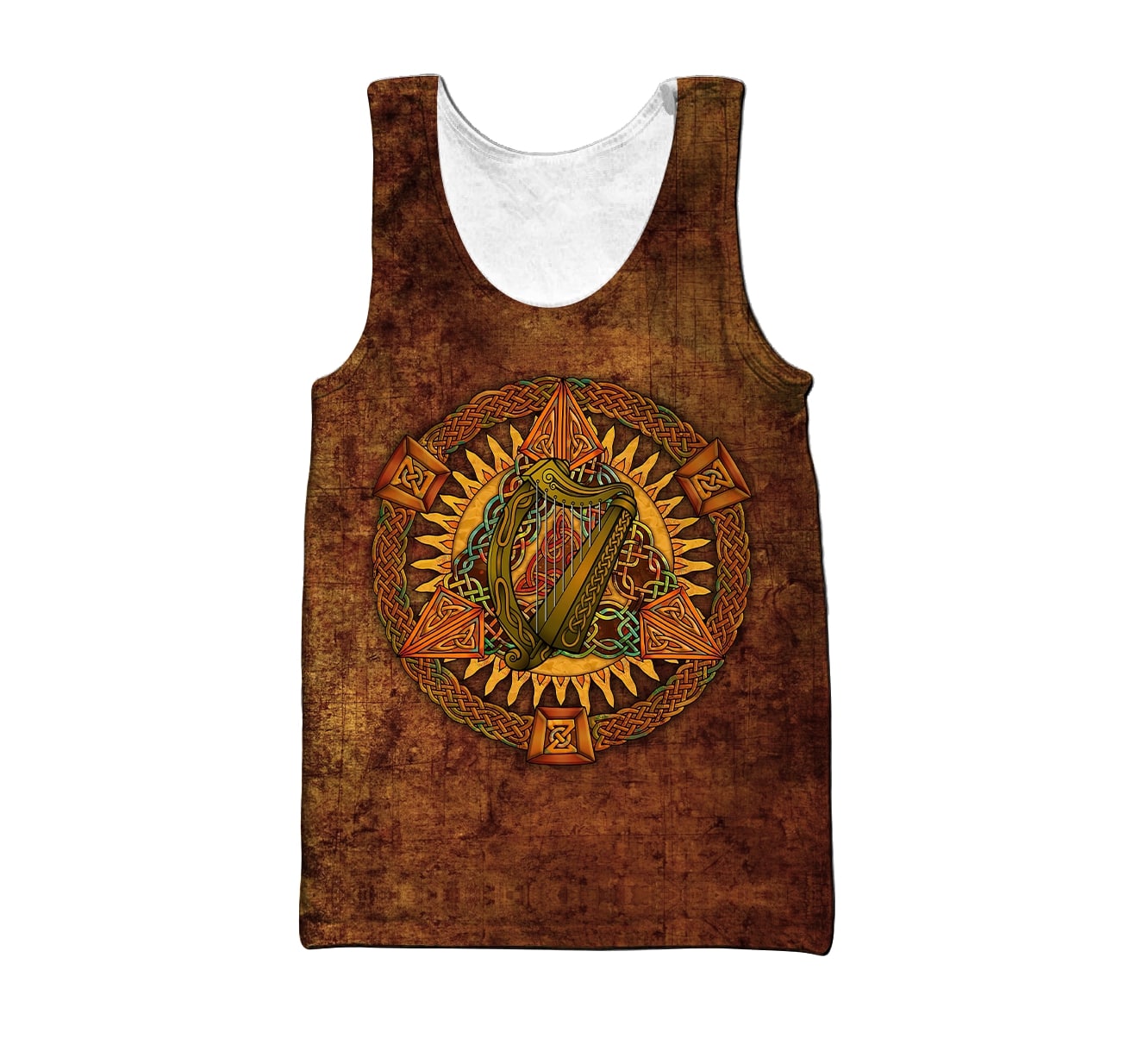 saint patricks day the harp vintage all over printed tank top