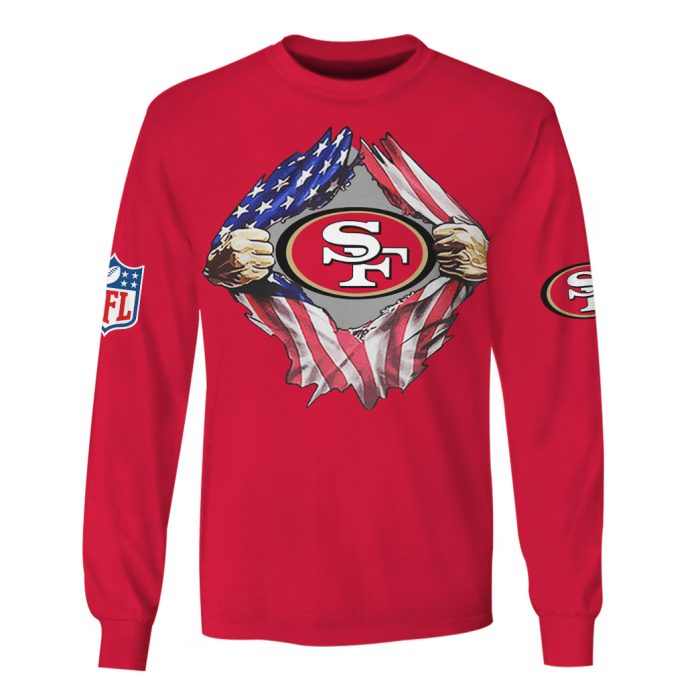 san francisco 49ers american flag full over printed sweatshirt