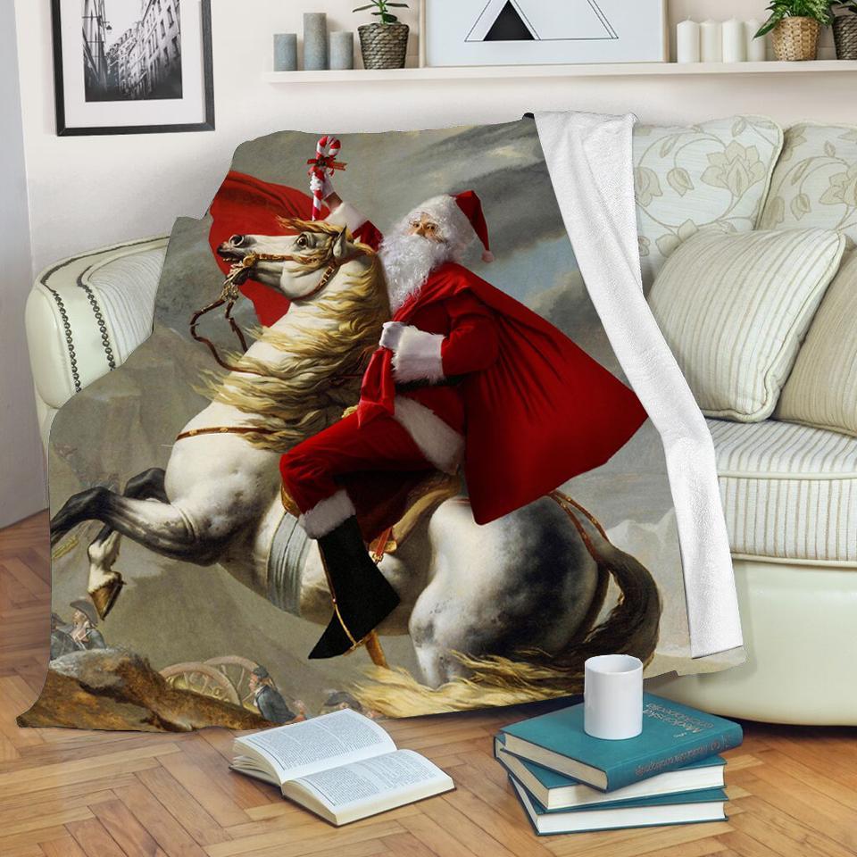 santa claus crossing the alps all over printed blanket 2