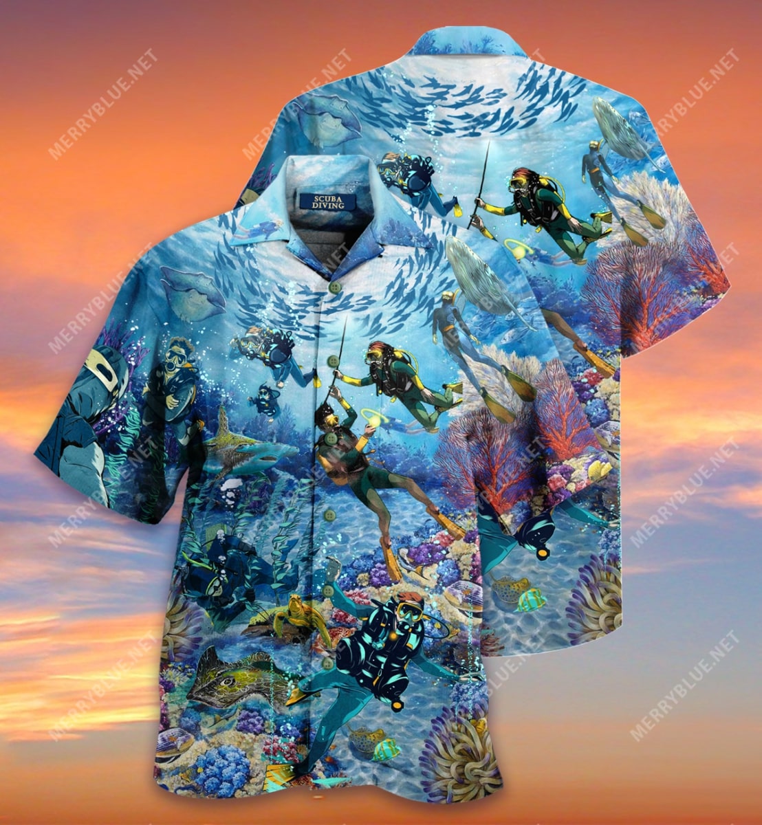 scuba diving all over printed hawaiian shirt 2