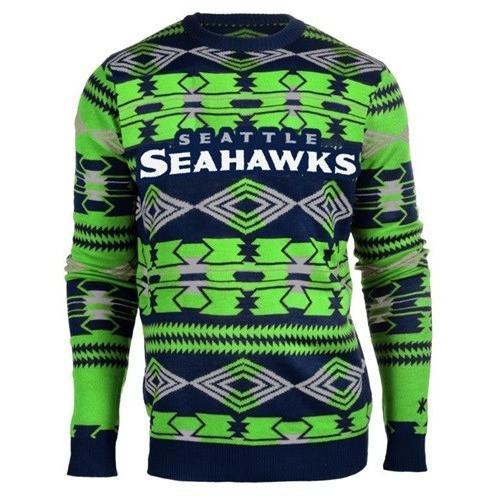 seattle seahawks aztec print ugly christmas sweater 2