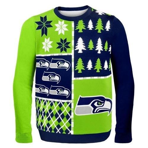 seattle seahawks busy block ugly christmas sweater 1