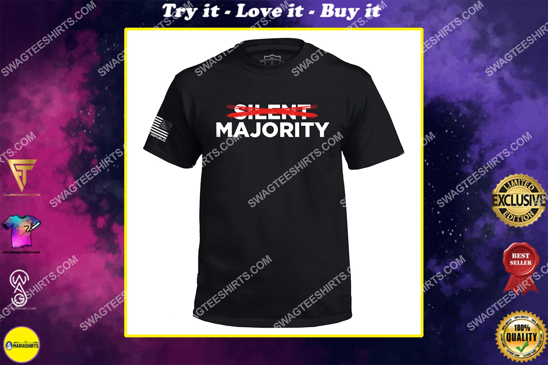 silent majority nixon political full print shirt