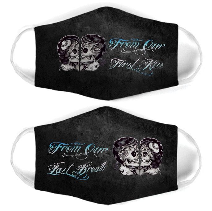 skull couple from our last breath all over print face mask 4