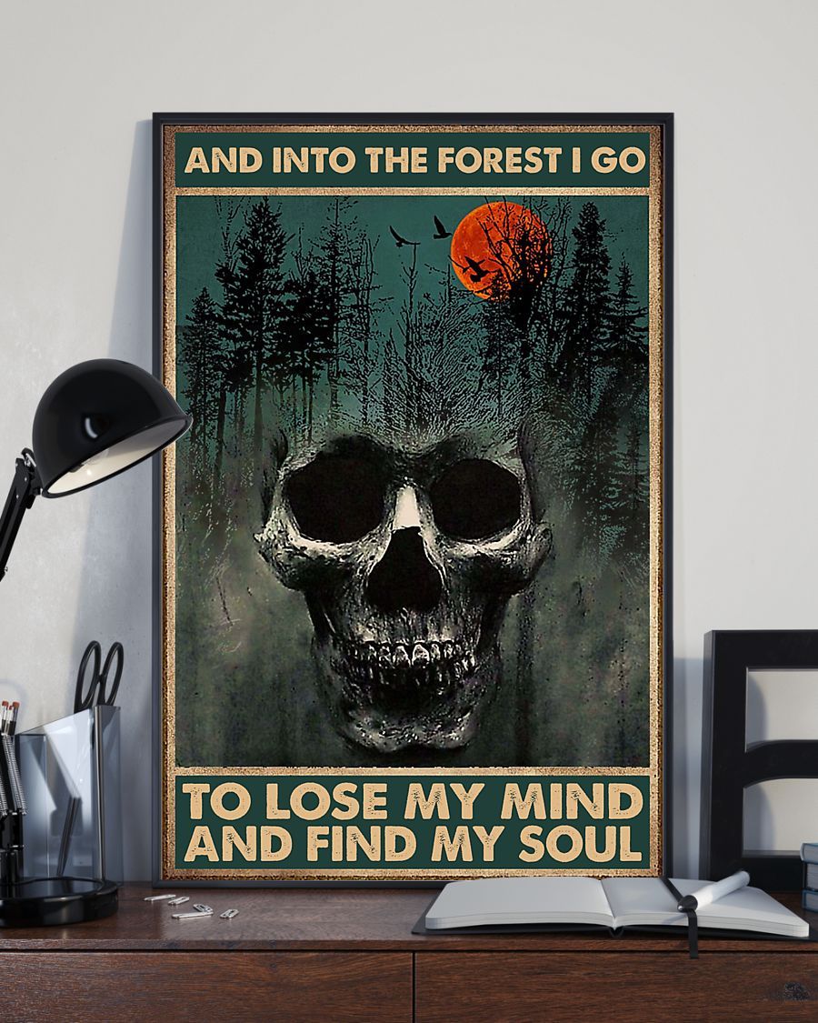 skull forest and into the forest i go to lose my mind and find my soul retro poster 2