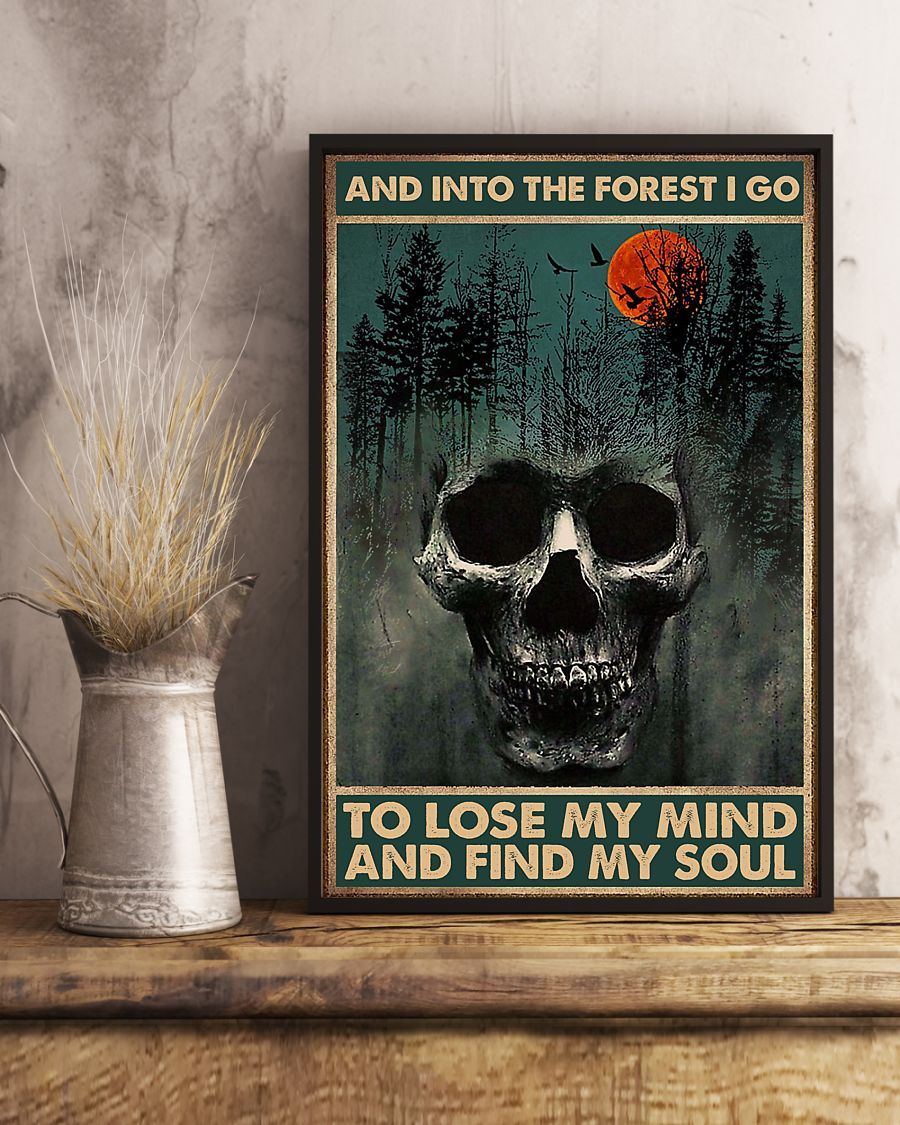skull forest and into the forest i go to lose my mind and find my soul retro poster 3