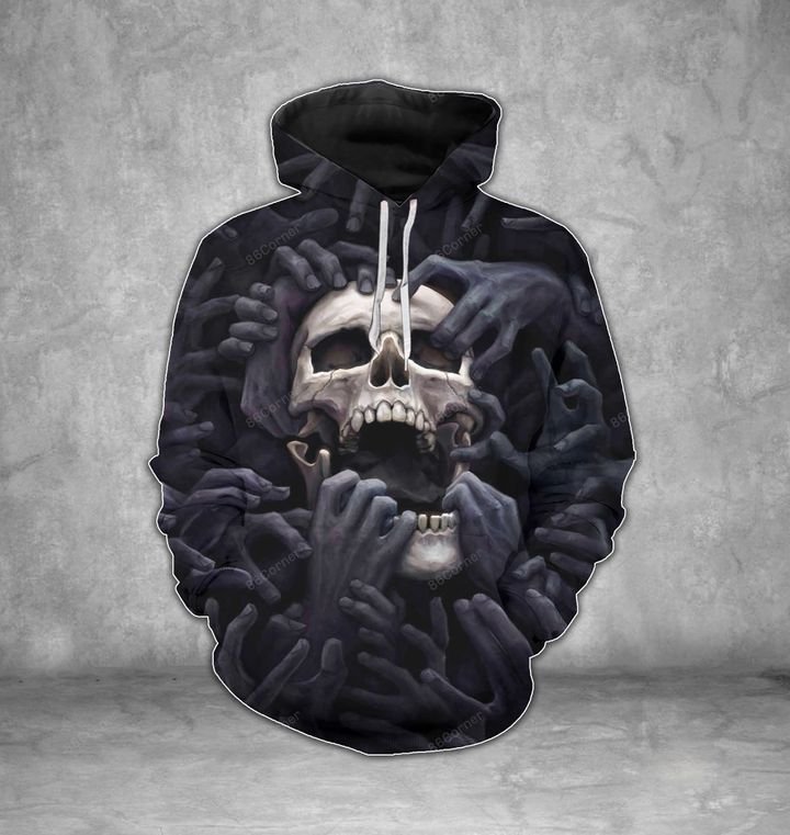skull in the dark all over printed shirt hoodie