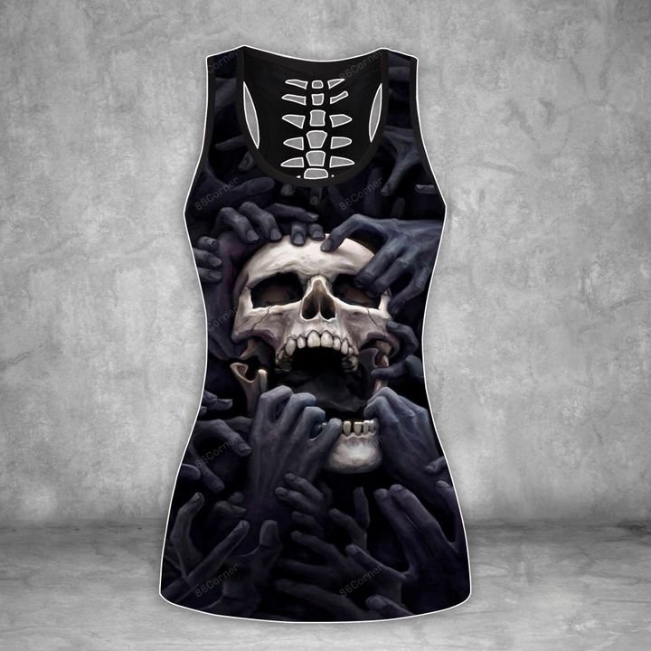 skull in the dark all over printed shirt tank top
