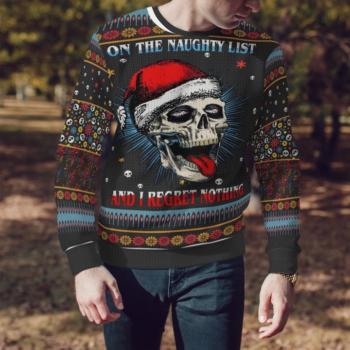 skull on the naughty list and i regret nothing full printing sweater 1