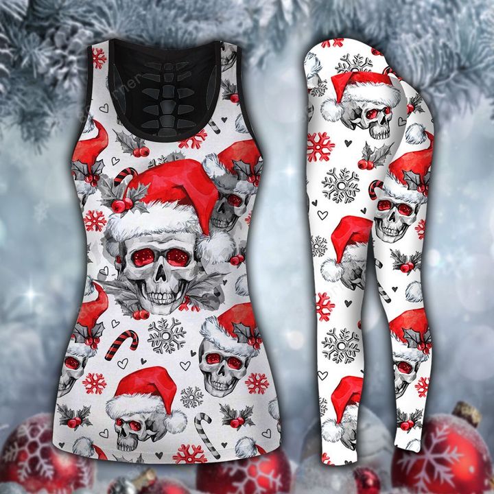 skull santa hat christmas all over printed shirt 3