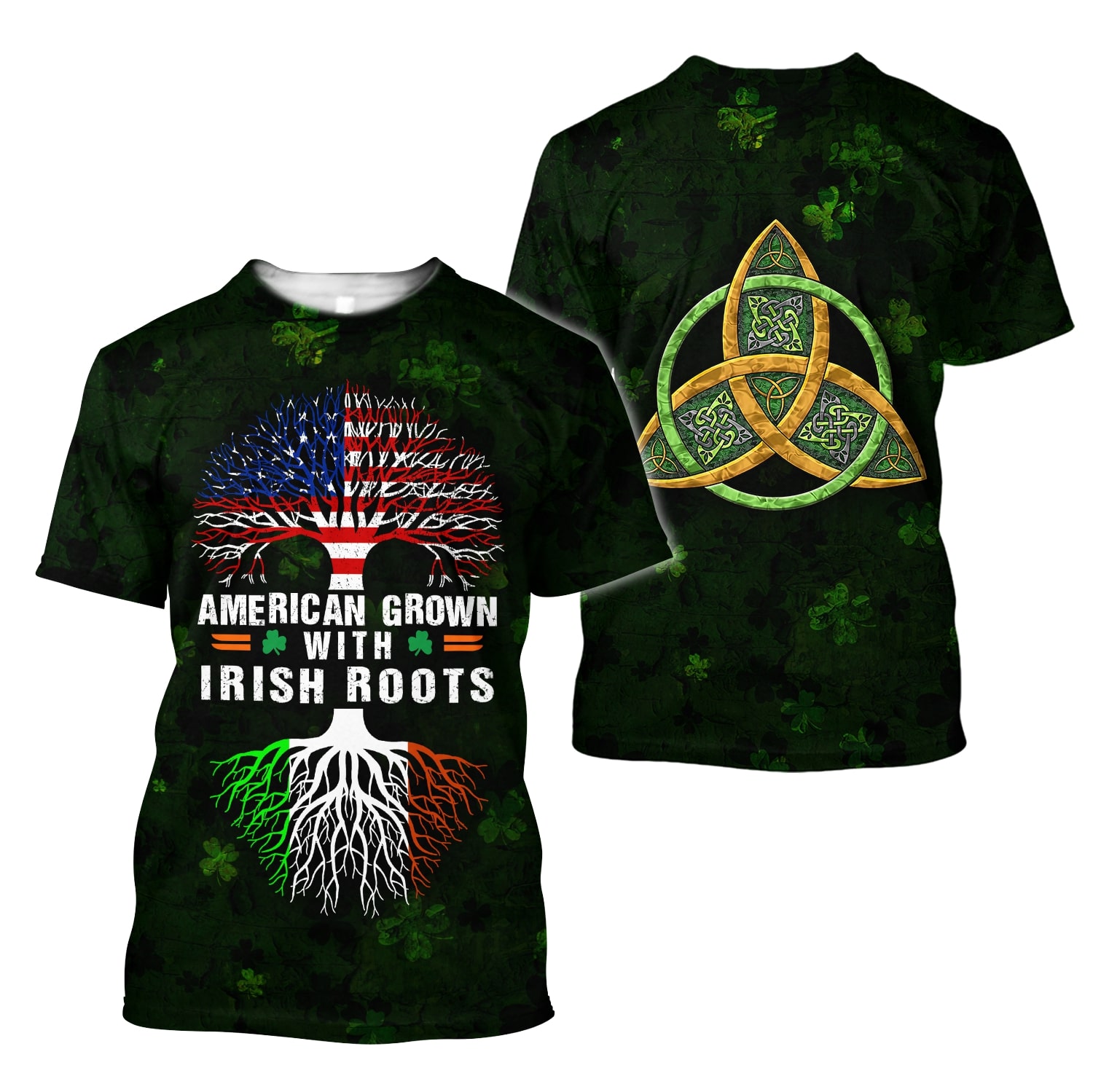 st patricks day american grown with irish roots tree of life full printing tshirt