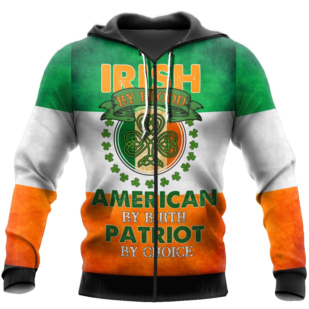 st patricks day flag of Ireland full printing zip hoodie