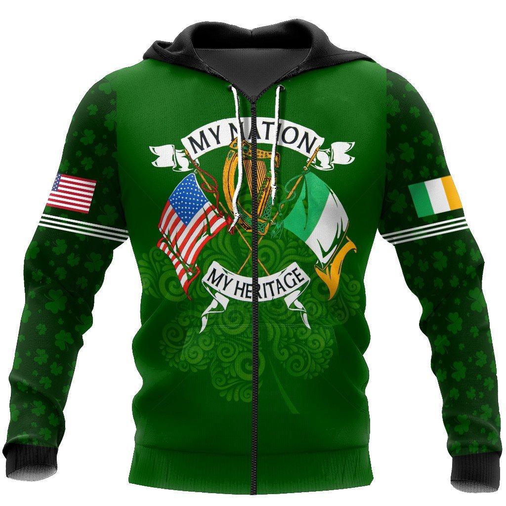 st patricks day my nation my heritage full printing zip hoodie