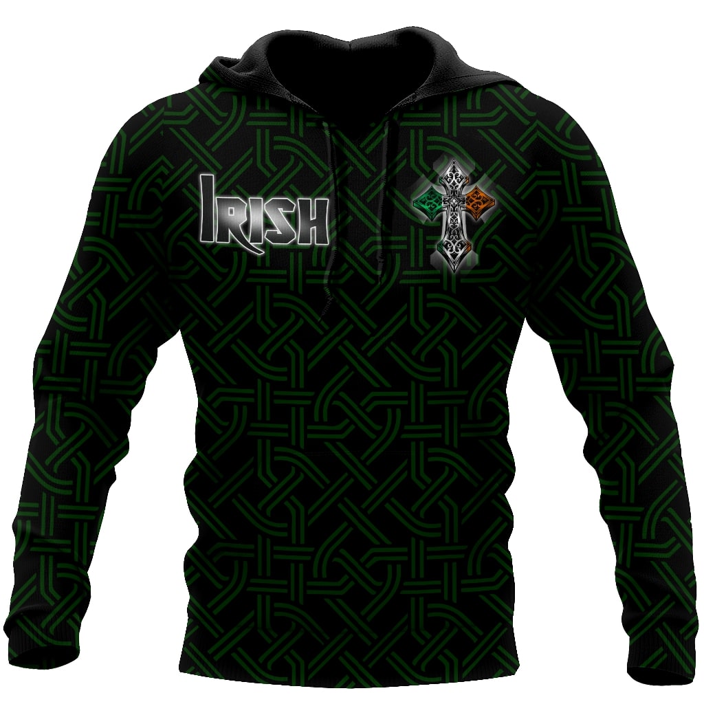st patricks day the celtic cross irish full printing hoodie