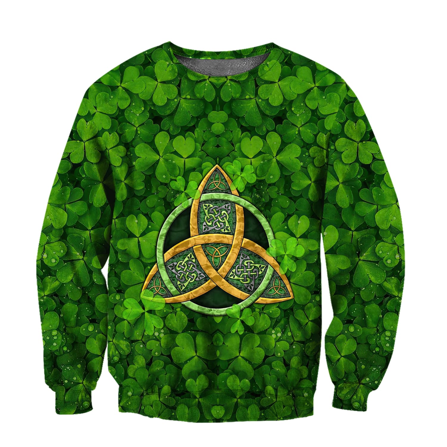 st patricks day the celtic cross shamrock full printing sweatshirt